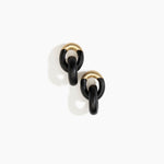 Dinosaur Designs Small Rock Chain Earrings in Black Colour resin with Brushed Nano-Coated Brass Material..