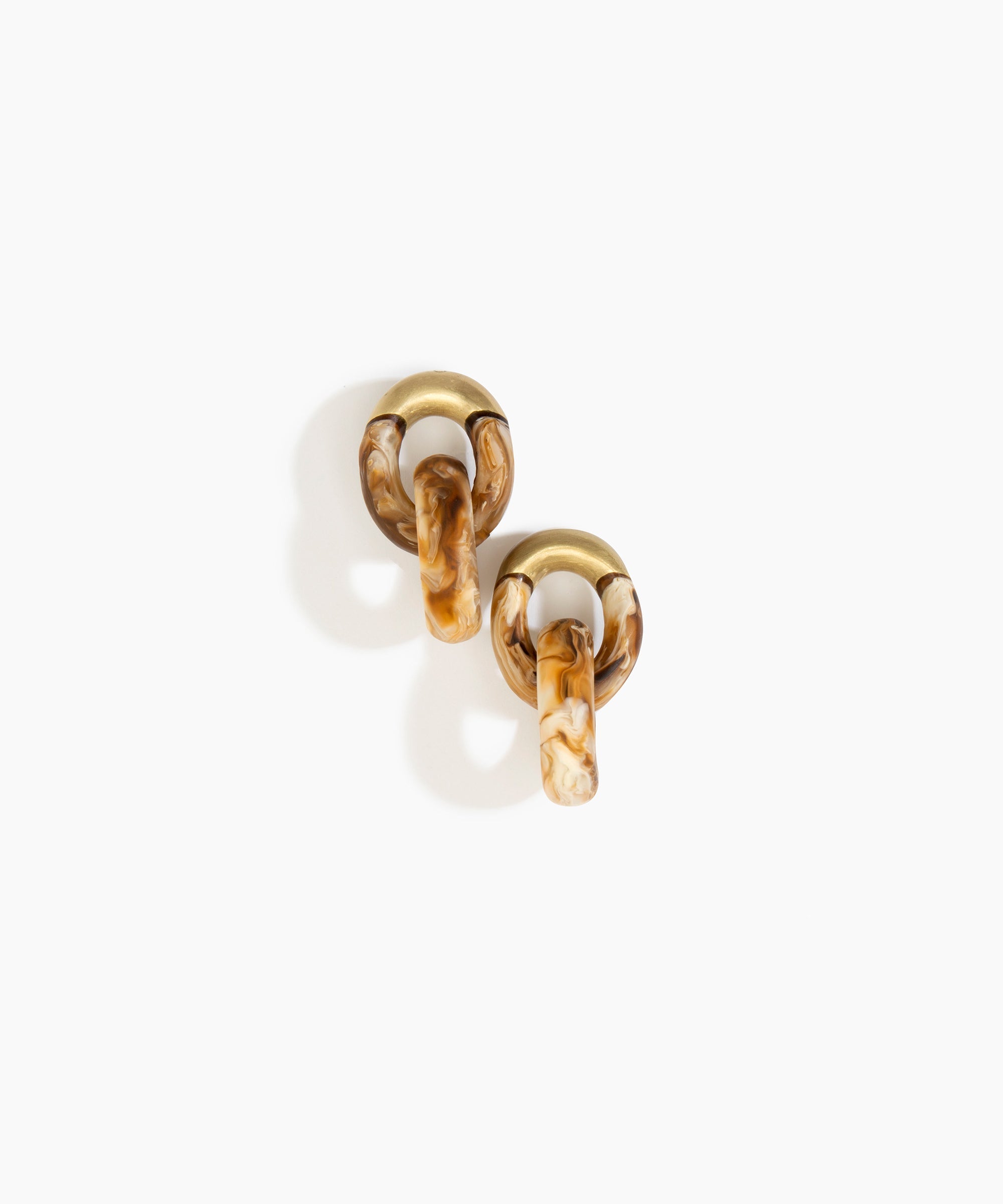 Dinosaur Designs Small Rock Chain Earrings in Light Horn Colour resin with Brushed Nano-Coated Brass Material