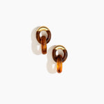 Dinosaur Designs Small Rock Chain Earrings in Tortoise Colour resin with Brushed Nano-Coated Brass Material