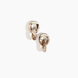 Dinosaur Designs Small Rock Chain Earrings in Cappuccino Colour resin with Brushed Silver-Plated Brass Material..