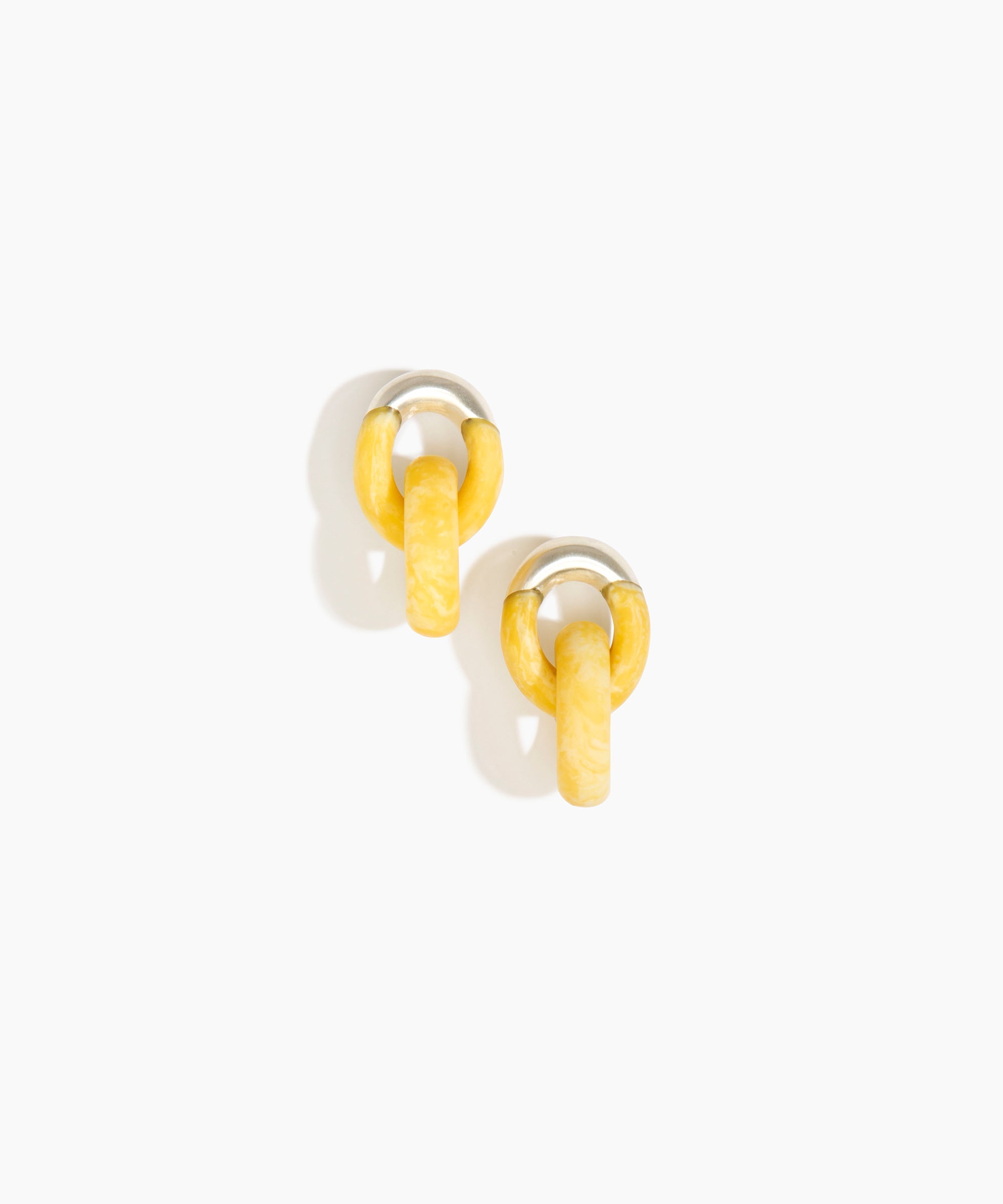 Dinosaur Designs Small Rock Chain Earrings in Daisy Colour resin with Brushed Silver-Plated Brass Material..