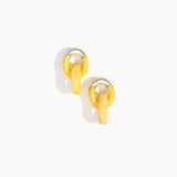 Dinosaur Designs Small Rock Chain Earrings in Daisy Colour resin with Brushed Silver-Plated Brass Material
