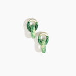 Dinosaur Designs Small Rock Chain Earrings in Grass Colour resin with Brushed Silver-Plated Brass Material..
