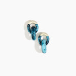 Dinosaur Designs Small Rock Chain Earrings in Water Colour resin with Brushed Silver-Plated Brass Material..