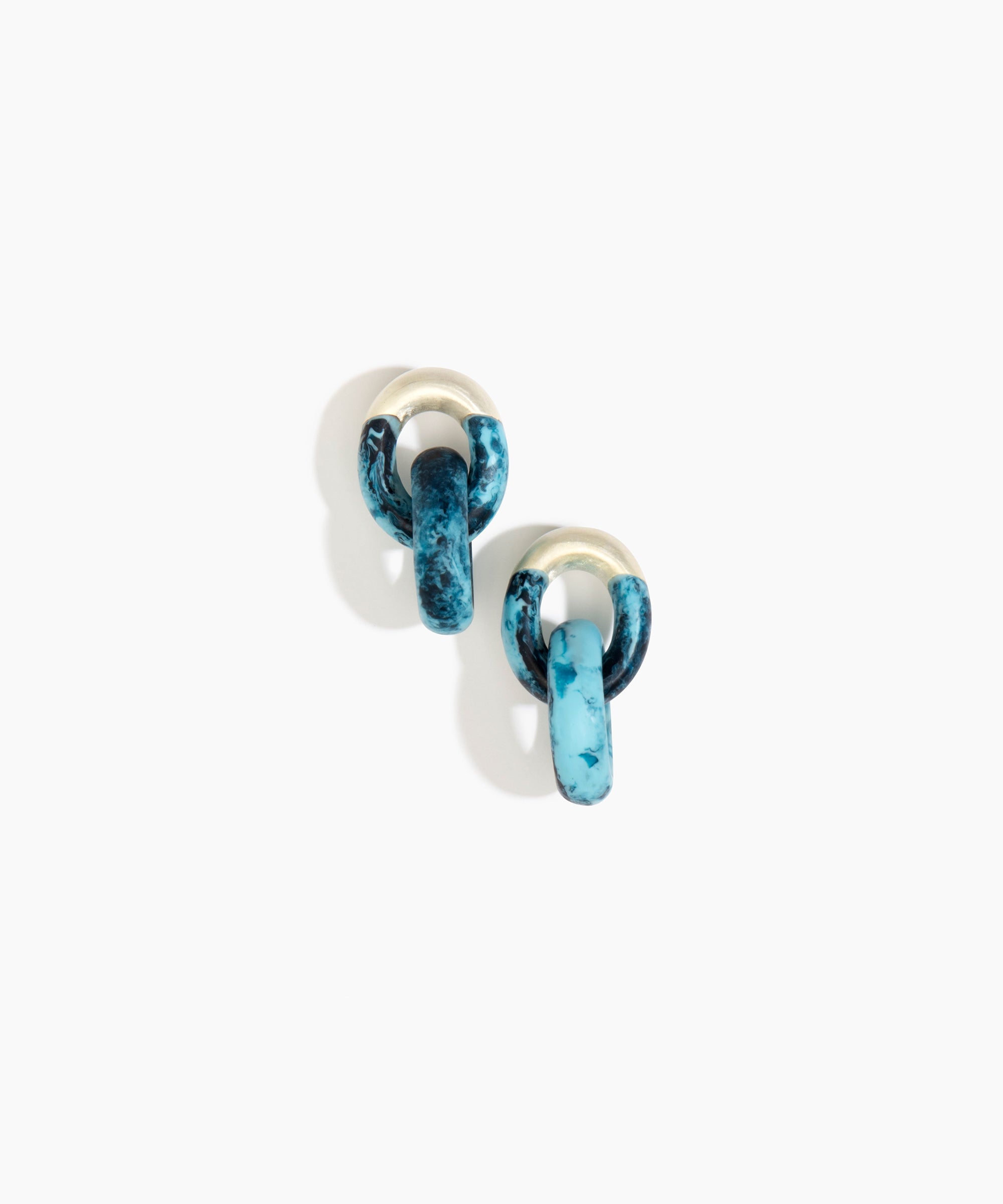Dinosaur Designs Small Rock Chain Earrings in Water Colour resin with Brushed Silver-Plated Brass Material..