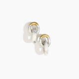 Dinosaur Designs Small Rock Chain Earrings in White Marble Colour resin with Brushed Nano-Coated Brass Material..