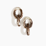 Dinosaur Designs Large Rock Chain Earrings in Cappuccino Colour resin with Brushed Silver-Plated Brass Material..