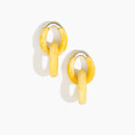 Dinosaur Designs Large Rock Chain Earrings in Daisy Colour resin with Brushed Silver-Plated Brass Material..