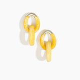 Dinosaur Designs Large Rock Chain Earrings in Daisy Colour resin with Brushed Silver-Plated Brass Material..
