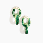 Dinosaur Designs Large Rock Chain Earrings in Grass Colour resin with Brushed Silver-Plated Brass Material..
