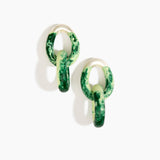Dinosaur Designs Large Rock Chain Earrings in Grass Colour resin with Brushed Silver-Plated Brass Material..