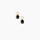 Dinosaur Designs Small River Rock Hoop Earrings in Black Colour resin with Brass Hoop Material..