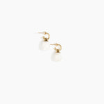 Dinosaur Designs Small River Rock Hoop Earrings in Snow Swirl Colour resin with Brass Hoop Material..