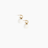 Dinosaur Designs Small River Rock Hoop Earrings in Snow Swirl Colour resin with Brass Hoop Material..