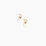 Dinosaur Designs Small River Rock Hoop Earrings in Snow Swirl Colour resin with Brass Hoop Material