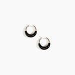 Dinosaur Designs Small Horn Hoop Earrings in Black Colour resin with Silver-Plated Brass Material.