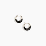 Dinosaur Designs Small Horn Hoop Earrings in Black Colour resin with Silver-Plated Brass Material