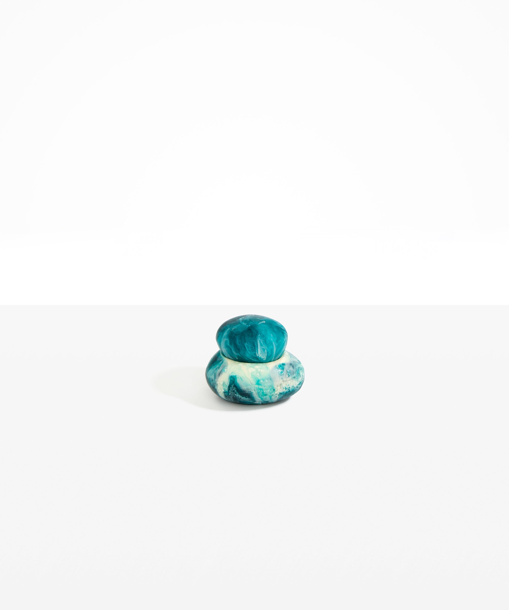 Dinosaur Designs Medium Pebble Jar in Lagoon Colour resin..