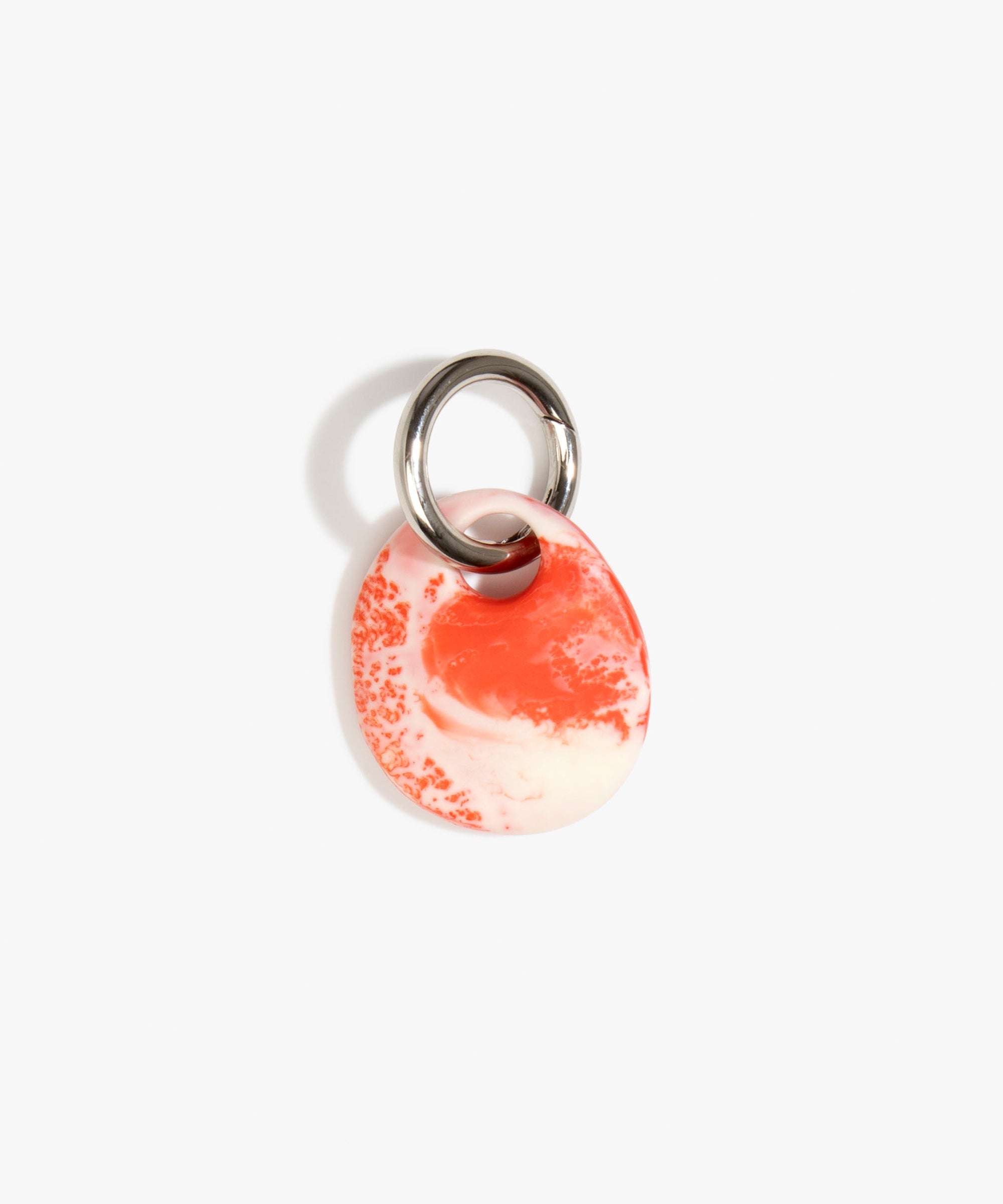 Dinosaur Designs Earth Keyring in Strawberry Colour resin with Gunmetal Metal