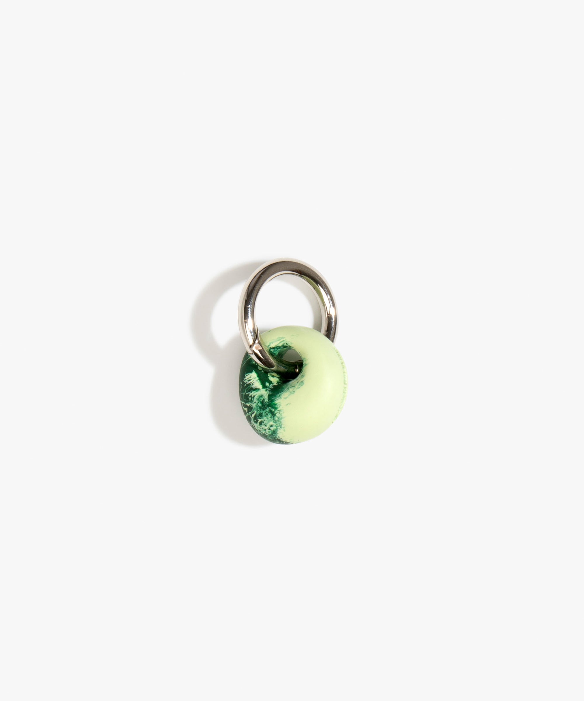 Dinosaur Designs Splash Keyring in Grass Colour resin with Gunmetal Metal..