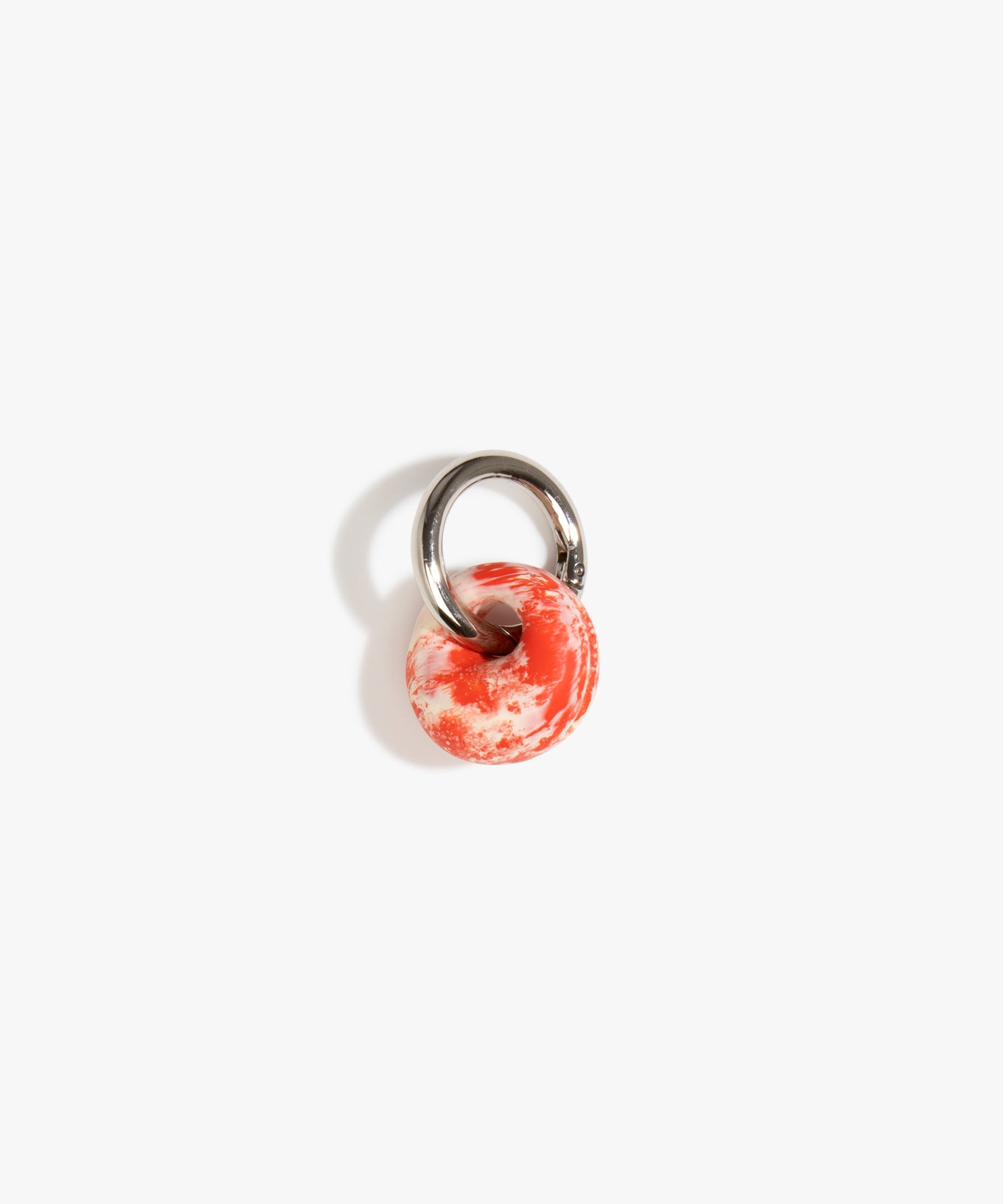 Dinosaur Designs Splash Keyring in Strawberry Colour resin with Gunmetal Metal