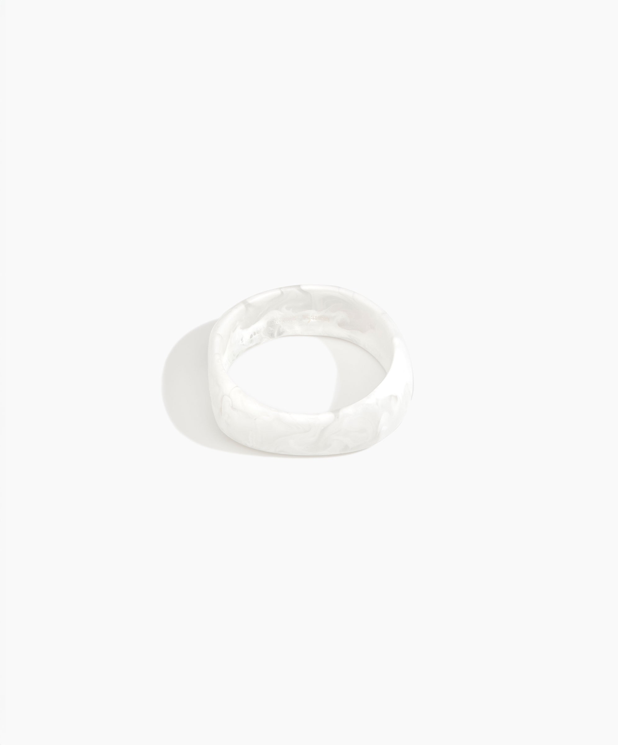 Dinosaur Designs Large Organic Bangle in Snow Swirl Colour resin with Wide Fit