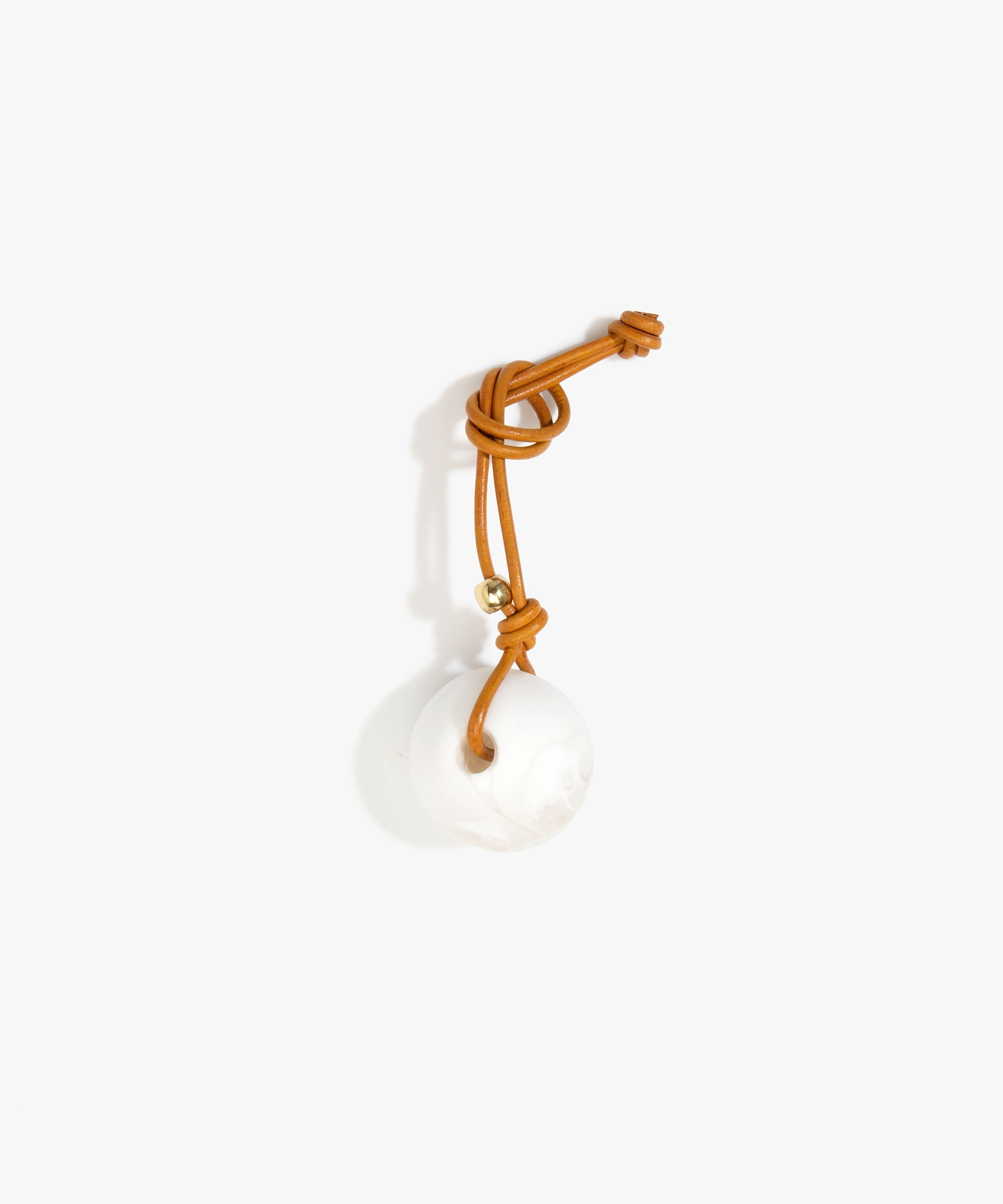 Dinosaur Designs Round Watercolour Bag Charm in Snow Swirl Colour resin with Brass Material