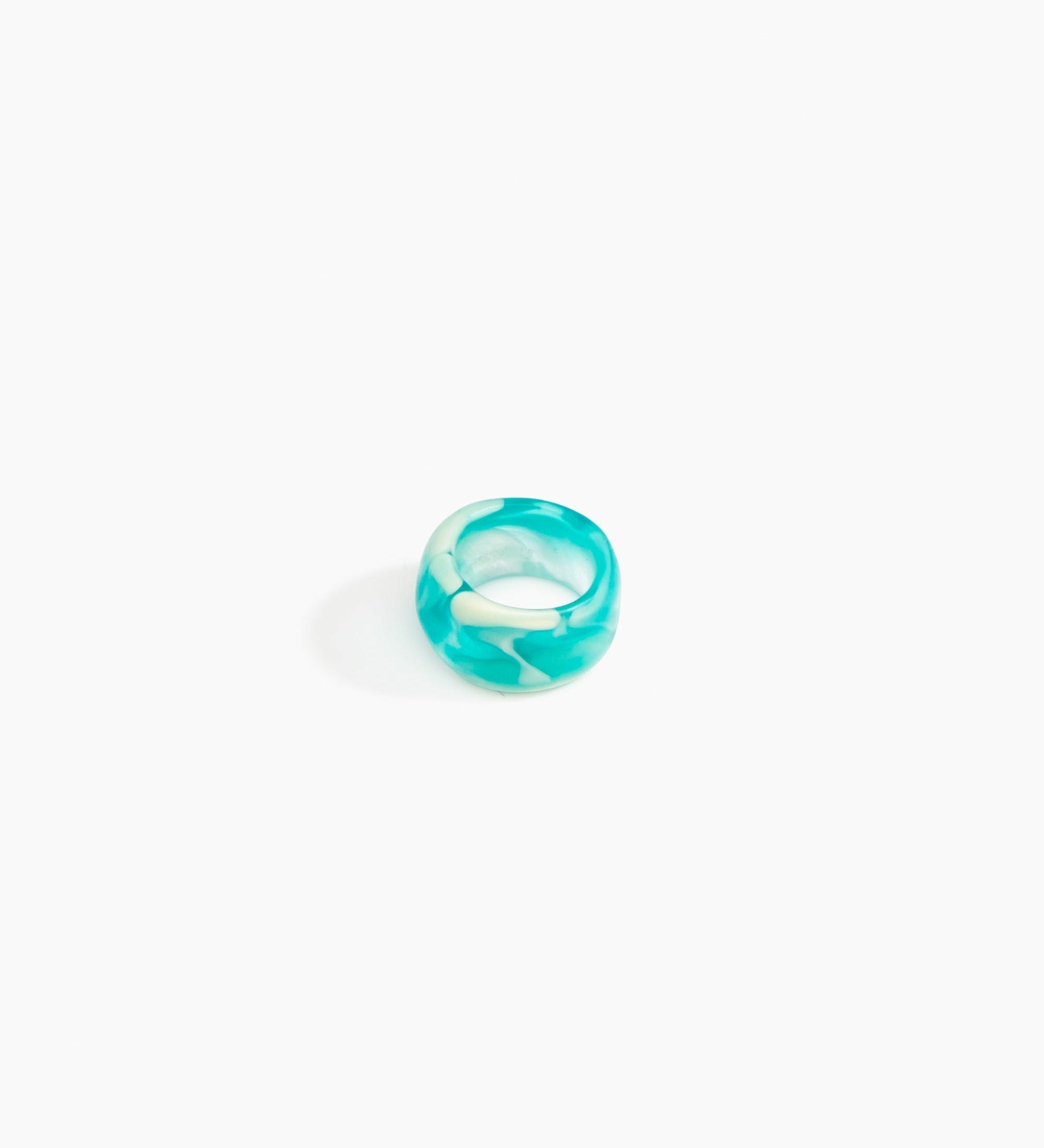 Dinosaur Designs Band Ring Rings in Lagoon Colour resin with Narrow Fit