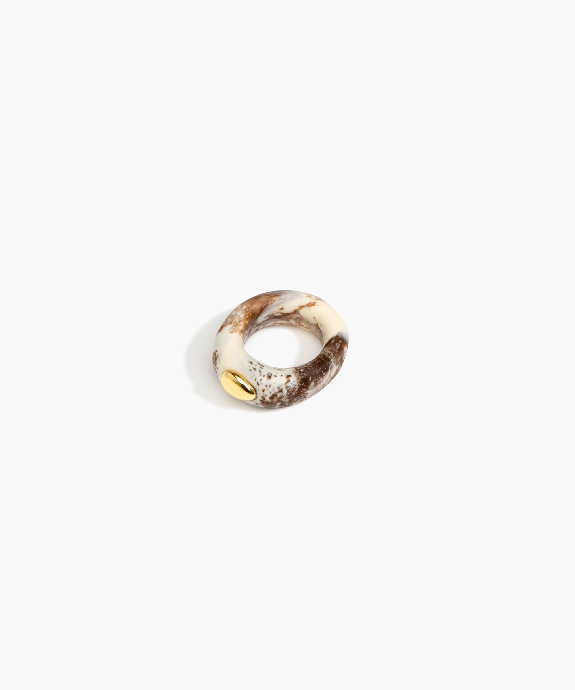 Dinosaur Designs Round Rock Ring in Cappuccino Colour resin