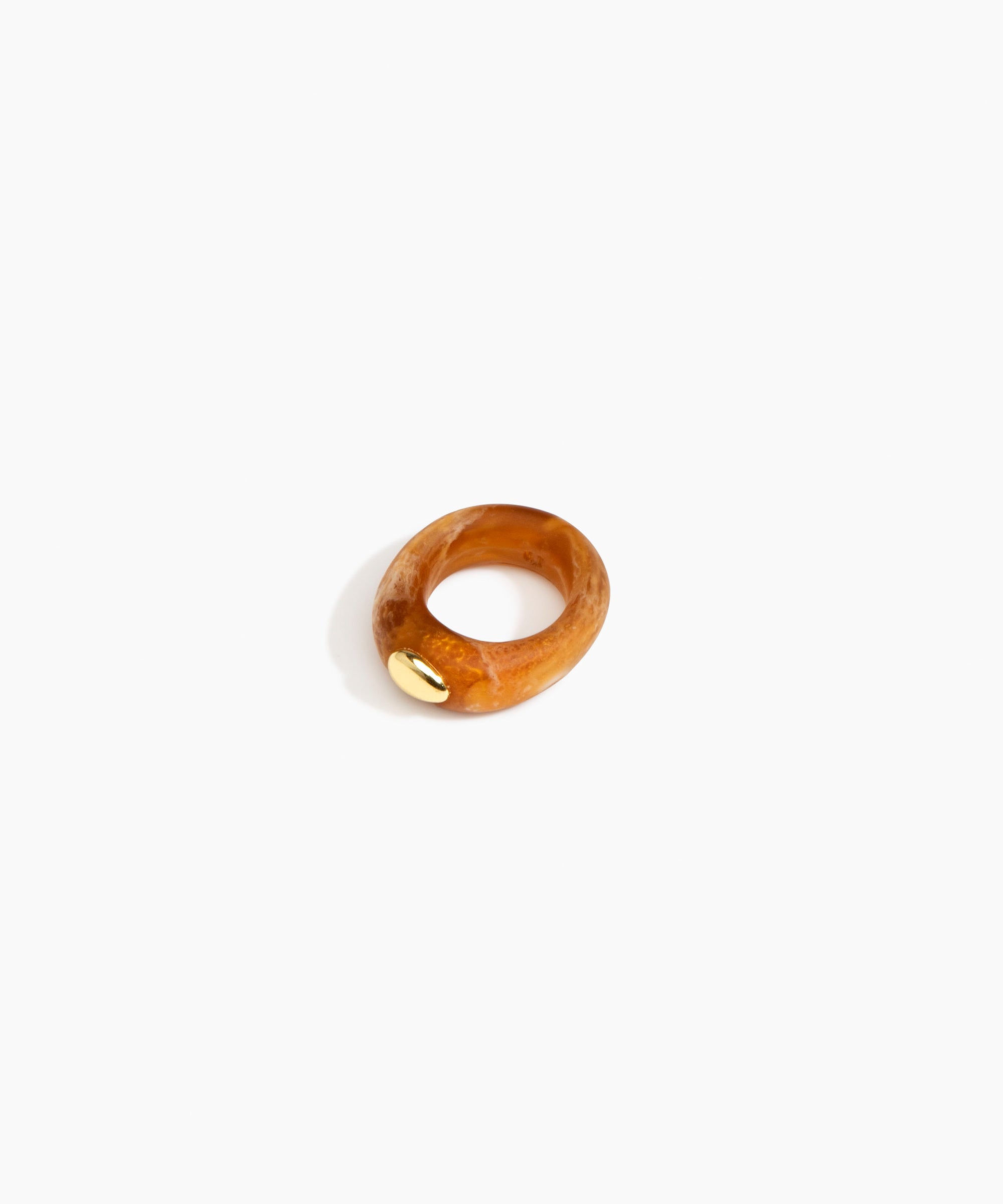 Dinosaur Designs Round Rock Ring in Dark Horn Colour resin.