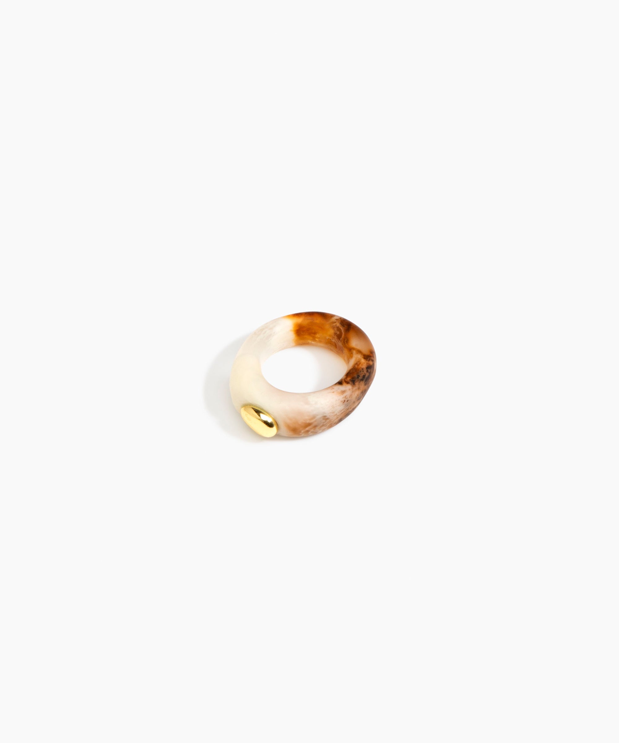 Dinosaur Designs Round Rock Ring in Light Horn Colour resin