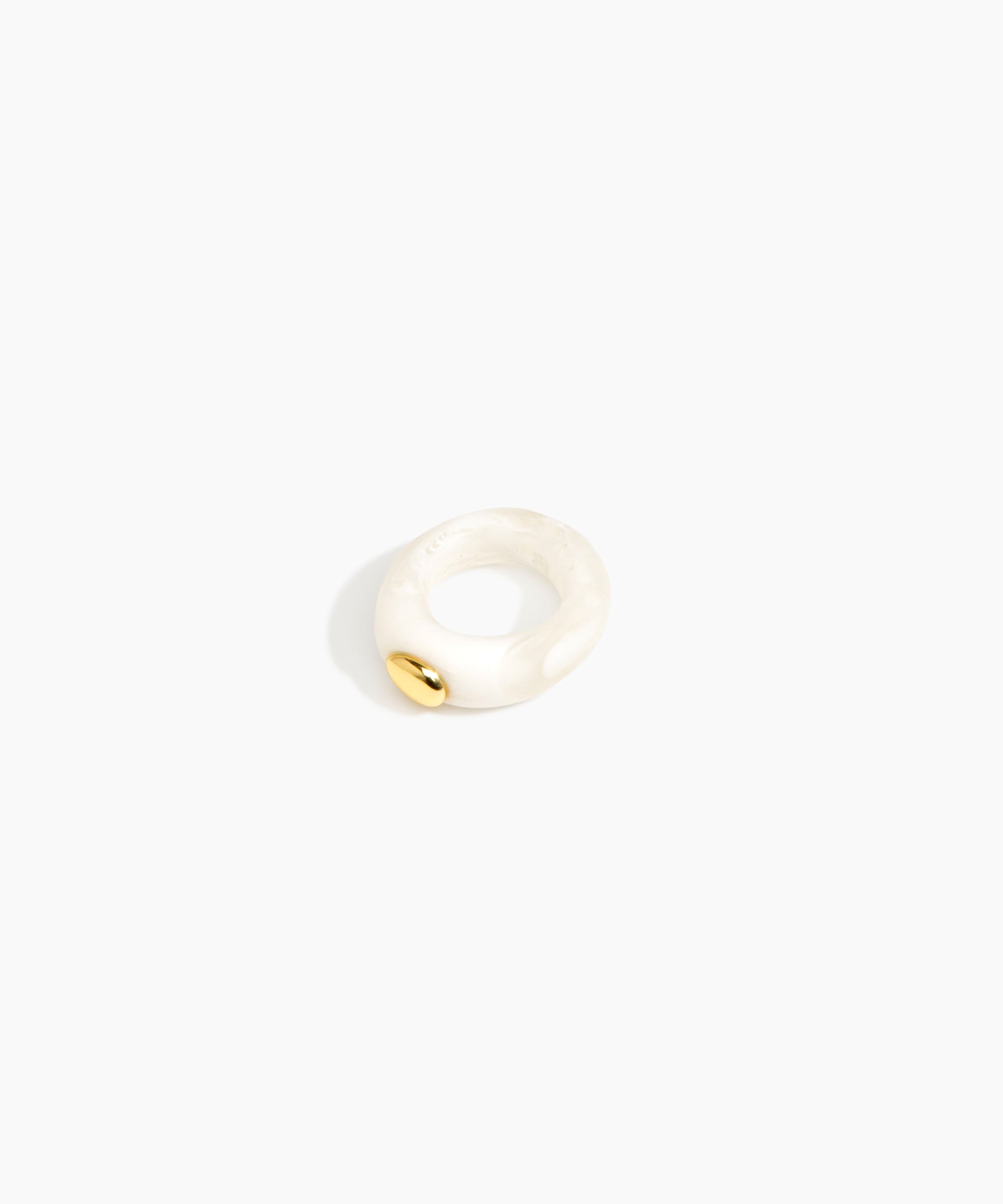 Dinosaur Designs Round Rock Ring in Snow Swirl Colour resin.