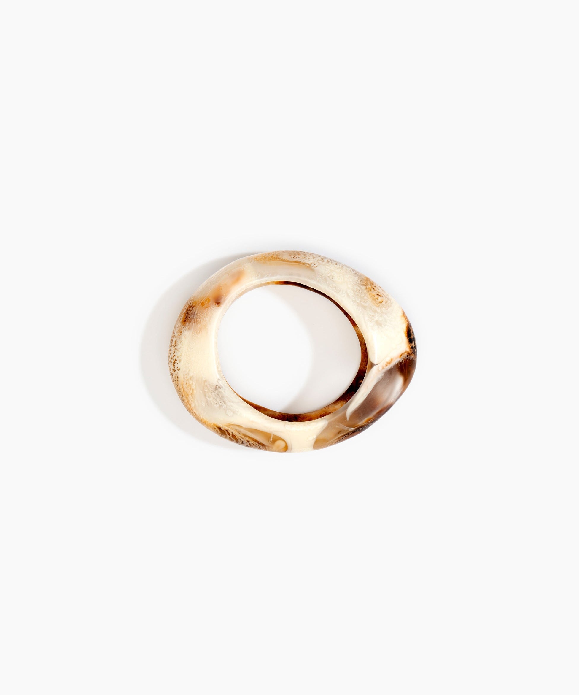 Dinosaur Designs Medium Rock Bangle Bracelets in Light Horn Colour resin with Wide Fit