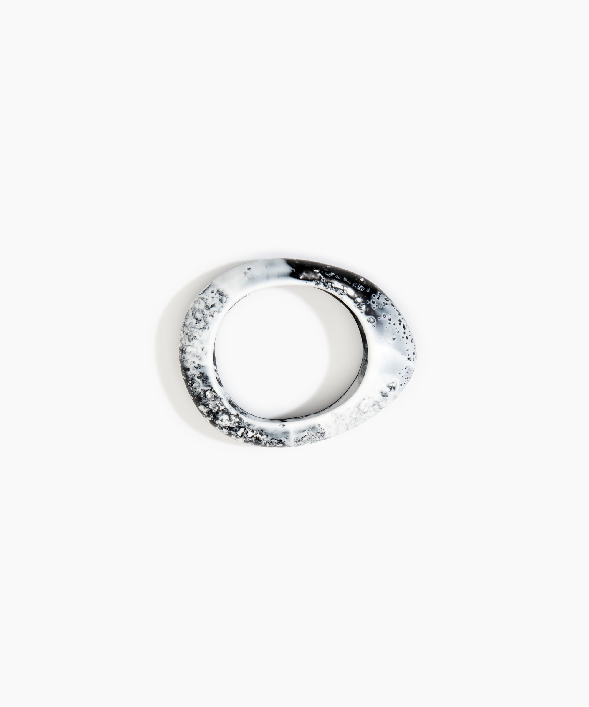Dinosaur Designs Small Rock Bangle Bracelets in White Marble Colour resin with Wide Fit