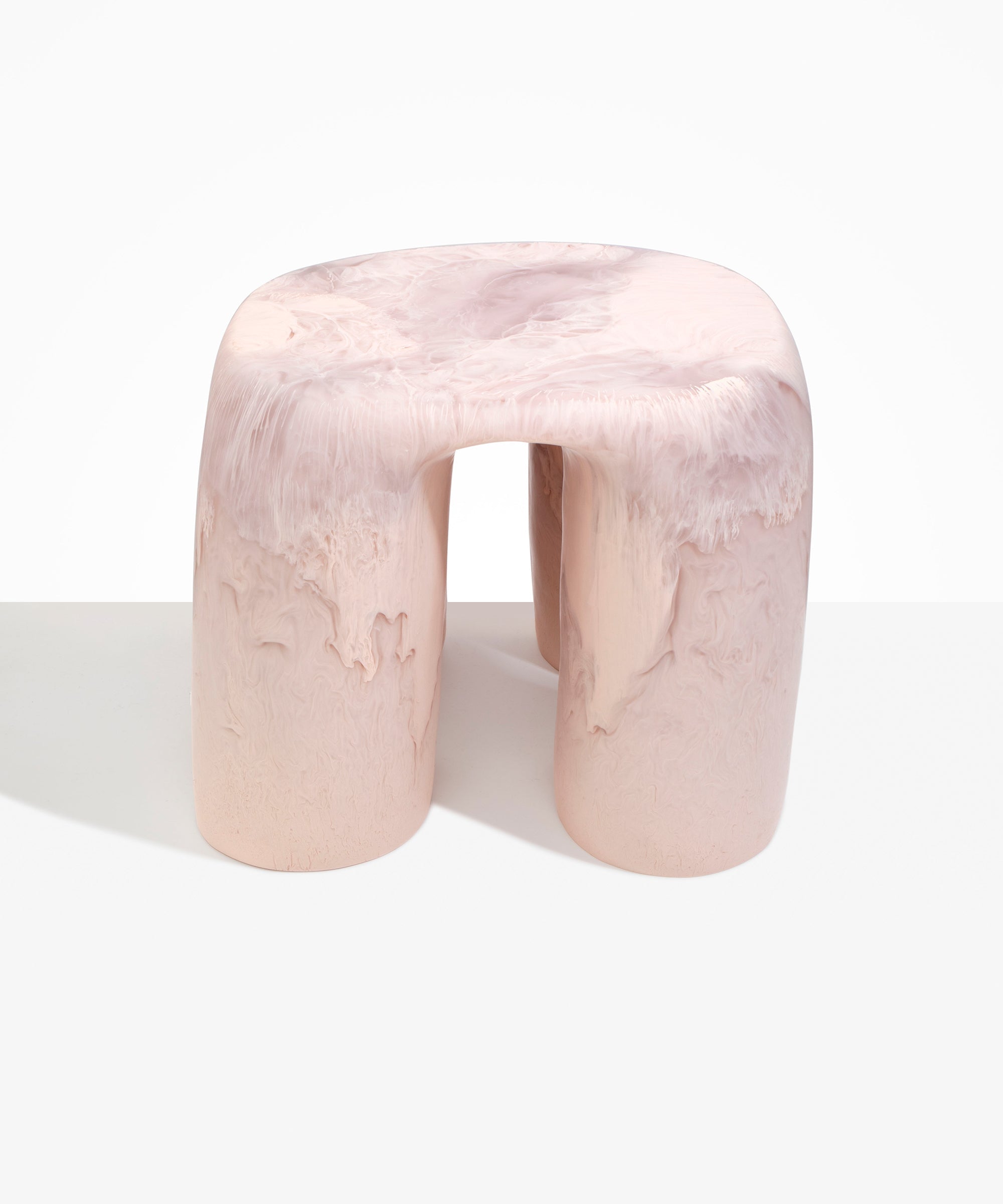 Dinosaur Designs 4 Leg Rock Tower Table in Rose Swirl pink colour resin