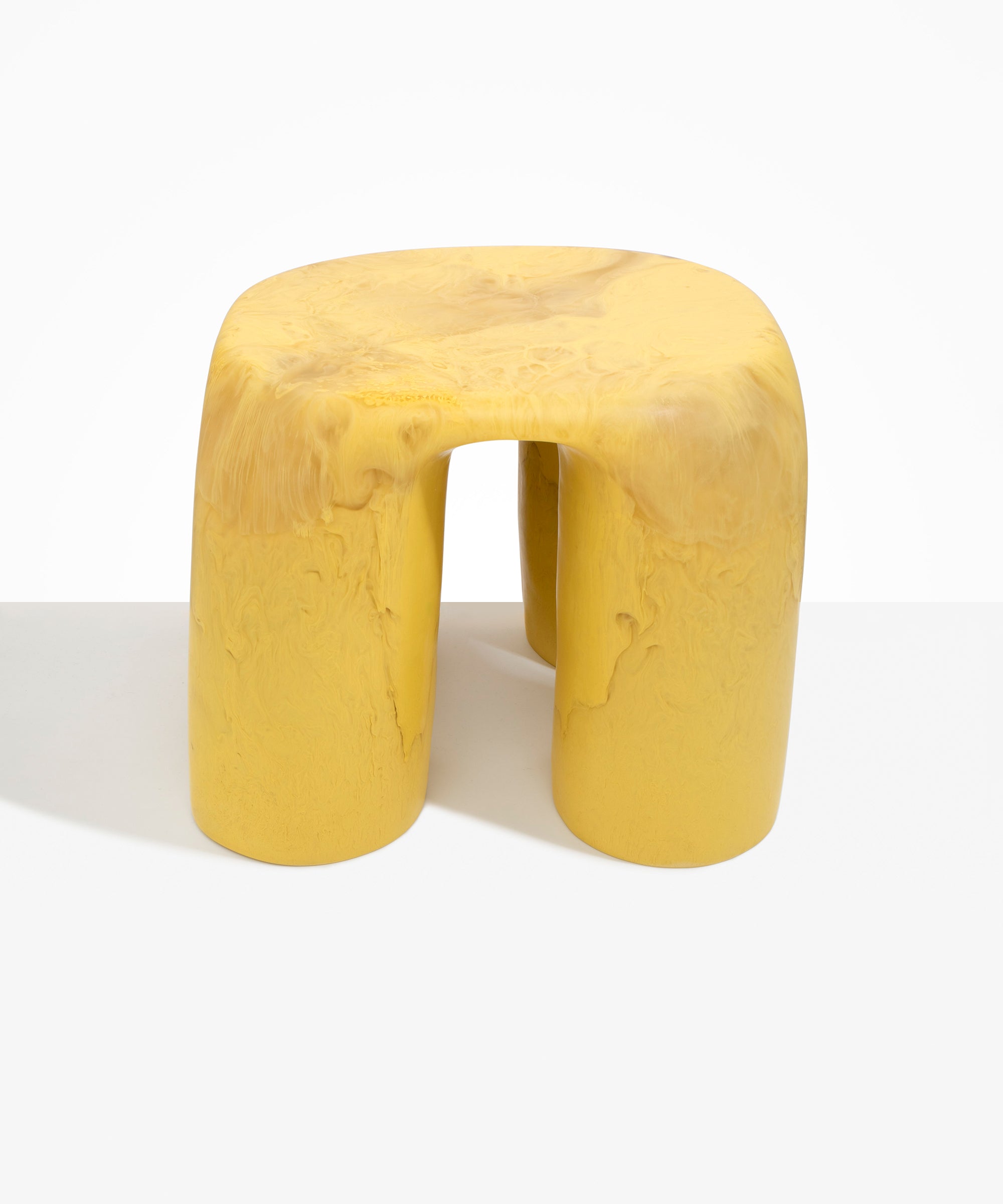 Dinosaur Designs 4 Leg Rock Tower Table in Pollen yellow colour resin