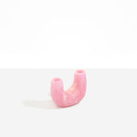 Dinosaur Designs Mini Branch Vase in Shell Pink —  marbled pink resin decorative vase with chunky U-shaped arch form and twin openings